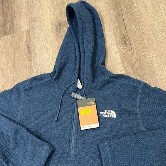 NWT Men’s Large North Face 1/4 Zip Caprock Soft Navy Woven Knit Sweater - Picture 5 of 11